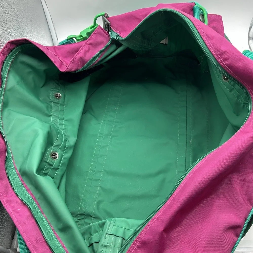 VTG 1991 Samsonite Sammies Luggage Duffle Bag Teal Green‎ Pink Striped